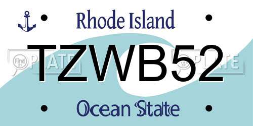 TZWB52 Rhode Island License Plate