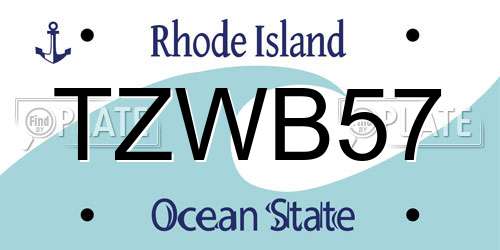 TZWB57 Rhode Island License Plate