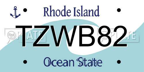 TZWB82 Rhode Island License Plate
