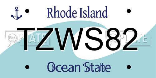 TZWS82 Rhode Island License Plate