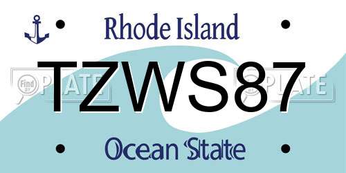 TZWS87 Rhode Island License Plate