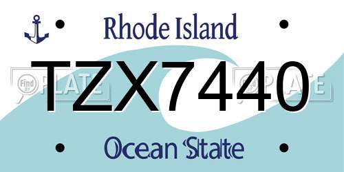 TZX7440 Rhode Island License Plate