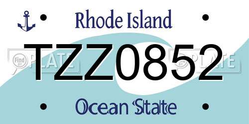 TZZ0852 Rhode Island License Plate
