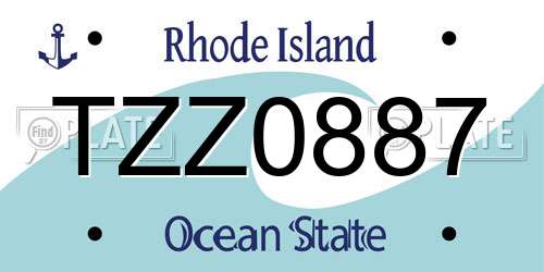 TZZ0887 Rhode Island License Plate