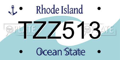 TZZ513 Rhode Island License Plate