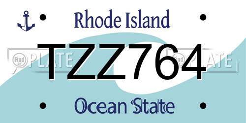 TZZ764 Rhode Island License Plate
