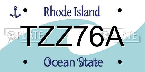 TZZ76A Rhode Island License Plate