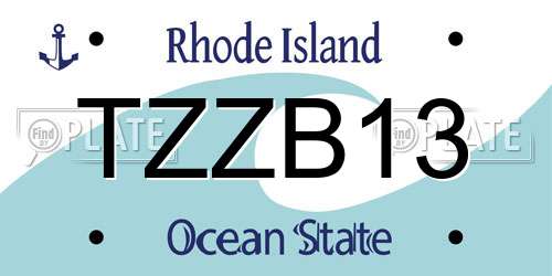 TZZB13 Rhode Island License Plate