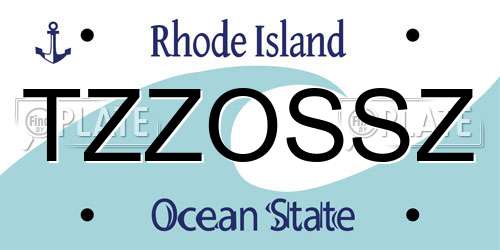 TZZOSSZ Rhode Island License Plate