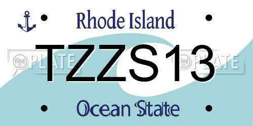 TZZS13 Rhode Island License Plate