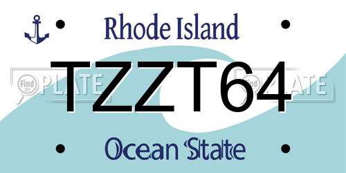 TZZT64 Rhode Island License Plate