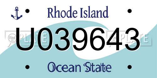 U039643 Rhode Island License Plate