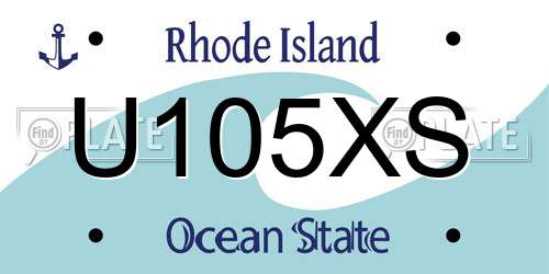 U105XS Rhode Island License Plate