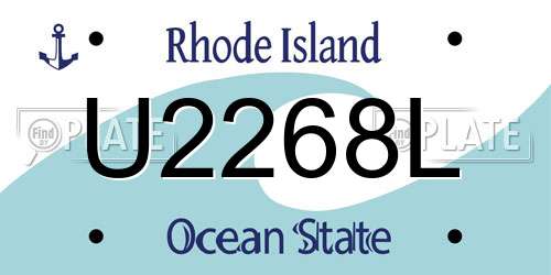 U2268L Rhode Island License Plate