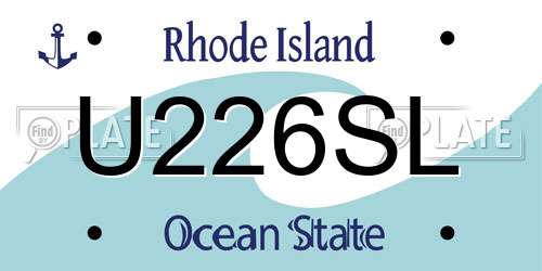 U226SL Rhode Island License Plate