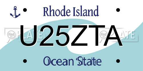 U25ZTA Rhode Island License Plate