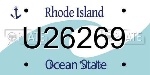 U26269 Rhode Island License Plate