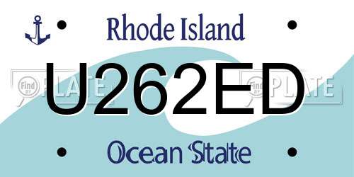 U262ED Rhode Island License Plate