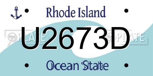 U2673D Rhode Island License Plate