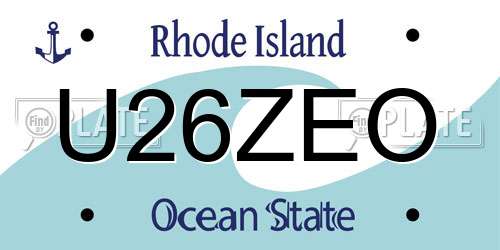 U26ZEO Rhode Island License Plate