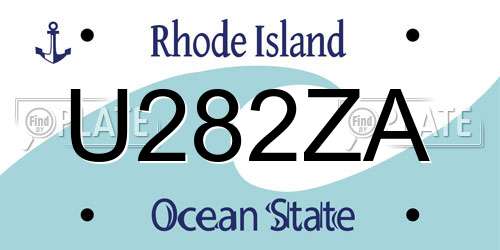 U282ZA Rhode Island License Plate