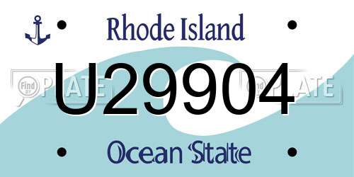U29904 Rhode Island License Plate