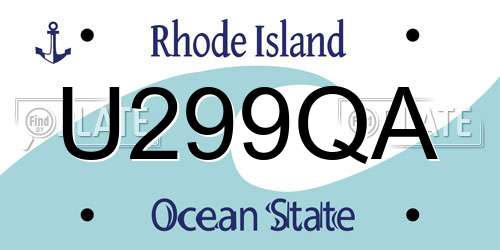 U299QA Rhode Island License Plate