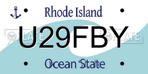 U29FBY Rhode Island License Plate