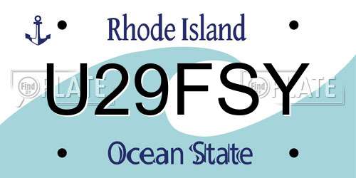 U29FSY Rhode Island License Plate