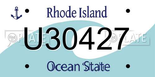 U30427 Rhode Island License Plate