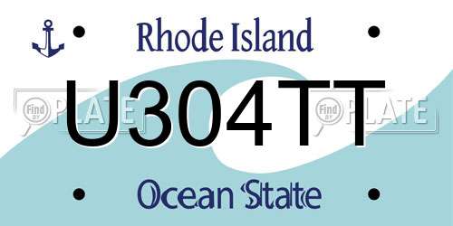 U304TT Rhode Island License Plate