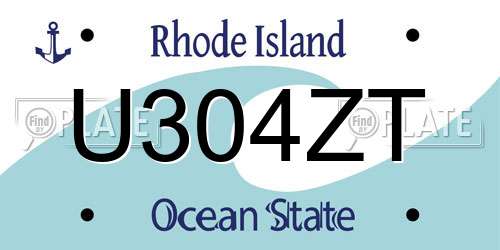 U304ZT Rhode Island License Plate