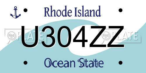 U304ZZ Rhode Island License Plate