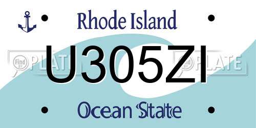 U305ZI Rhode Island License Plate