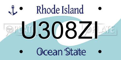 U308ZI Rhode Island License Plate