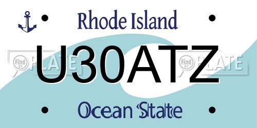 U30ATZ Rhode Island License Plate