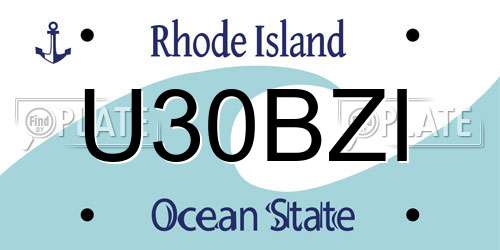 U30BZI Rhode Island License Plate