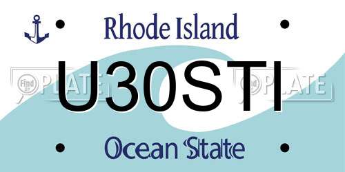 U30STI Rhode Island License Plate