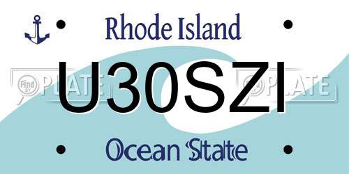 U30SZI Rhode Island License Plate