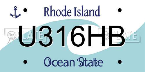 U316HB Rhode Island License Plate