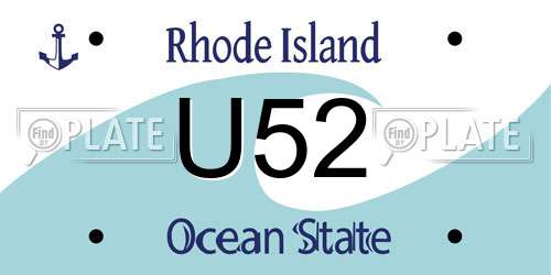 U52 Rhode Island License Plate