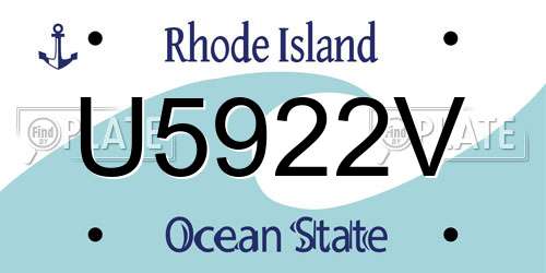 U5922V Rhode Island License Plate
