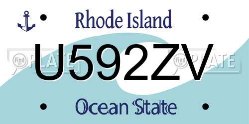 U592ZV Rhode Island License Plate