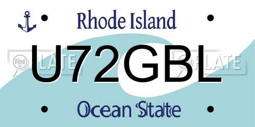 U72GBL Rhode Island License Plate