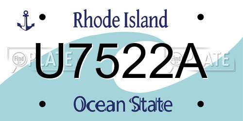 U7522A Rhode Island License Plate