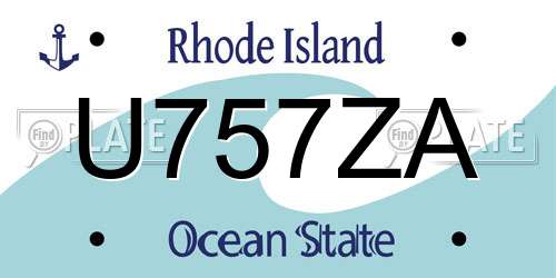 U757ZA Rhode Island License Plate