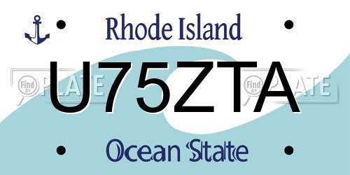 U75ZTA Rhode Island License Plate