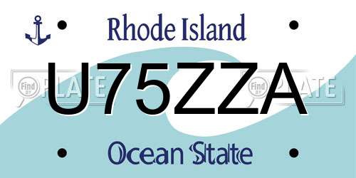 U75ZZA Rhode Island License Plate