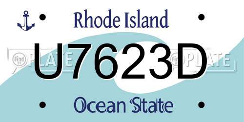 U7623D Rhode Island License Plate