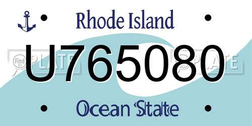 U765080 Rhode Island License Plate